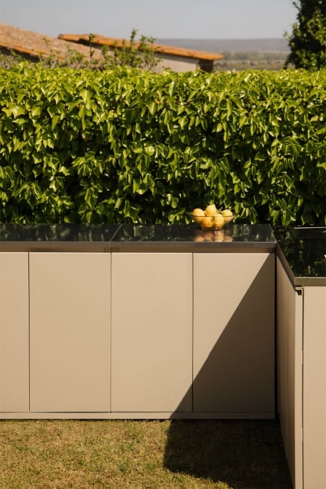 Outdoor modular kitchen storage module in Rivana steel