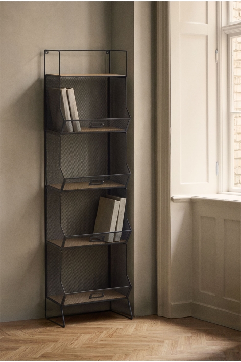 Storage shelf 30x105 cm in iron and MDF Antxo - Grey Graphite