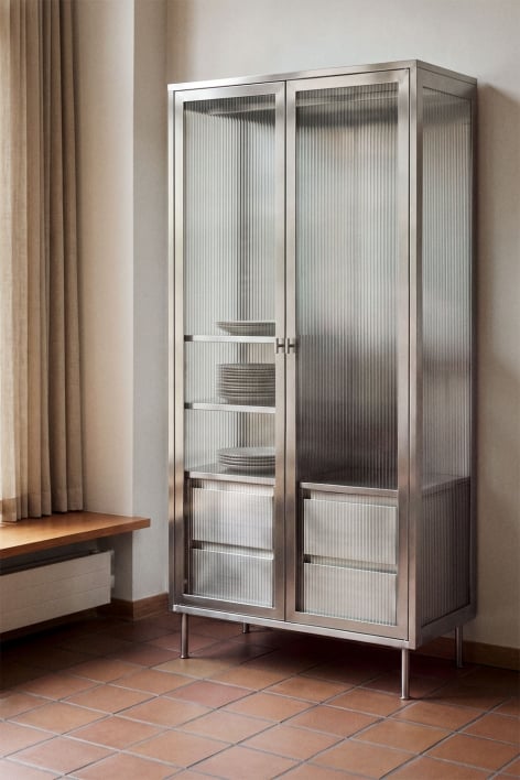 85x180 cm wardrobe in steel and glass Paoline