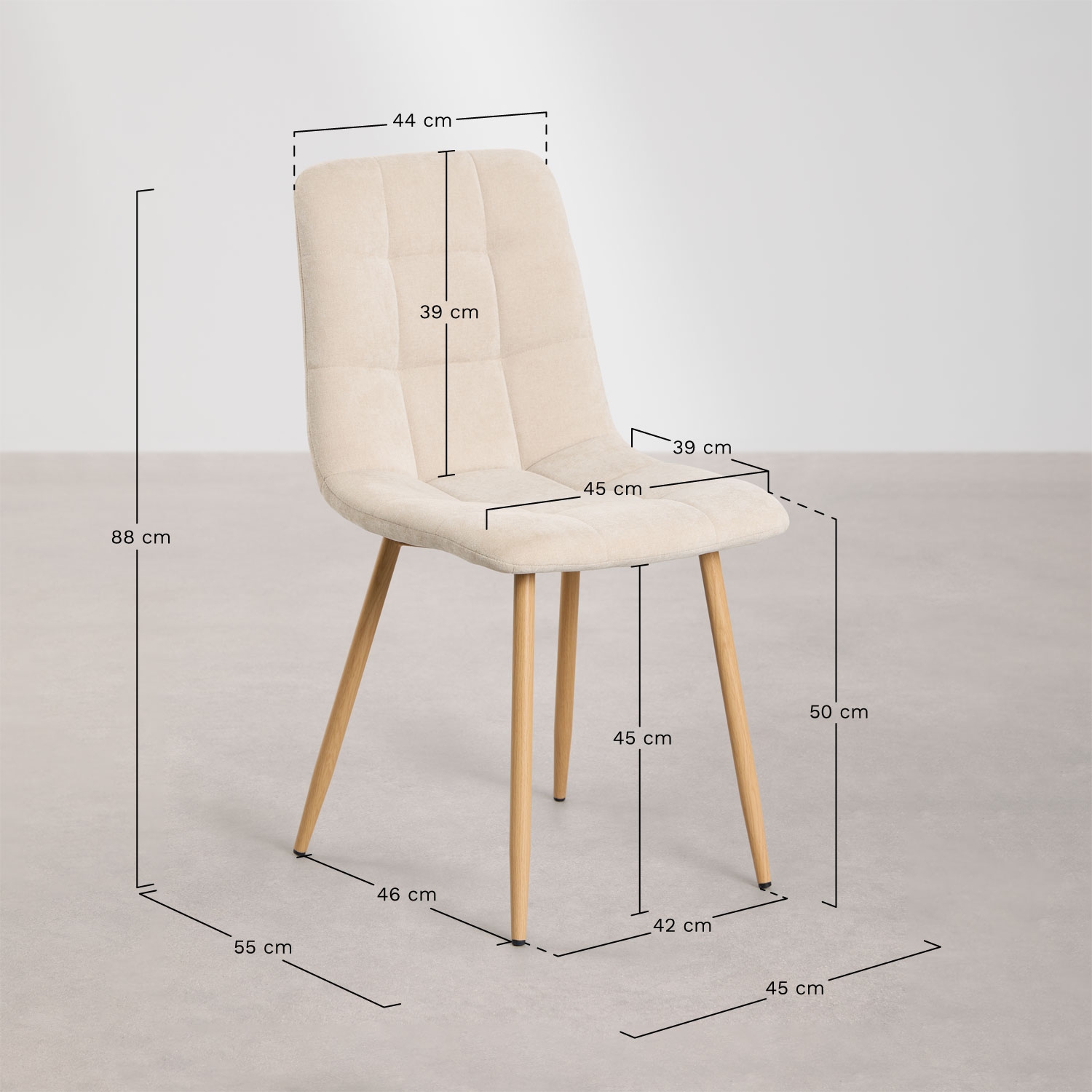 Vielira chenille upholstered dining chair, medidas
