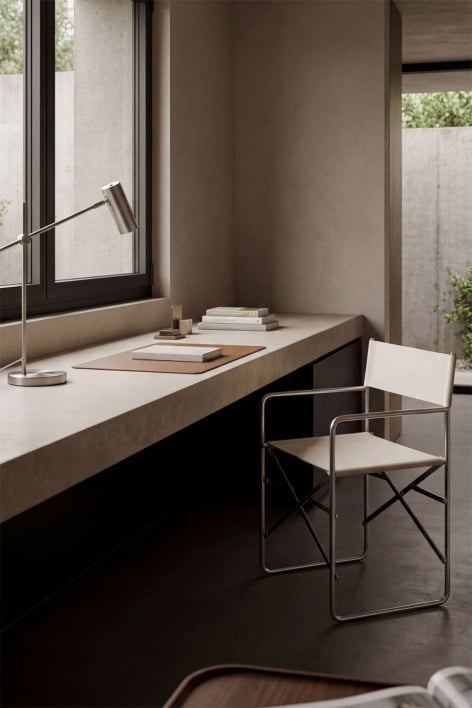 Dravena folding director's chair in leather and stainless steel
