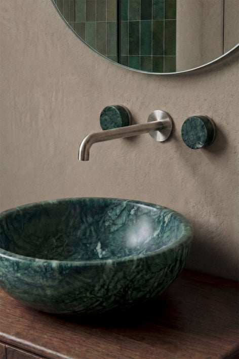 Gilstoin built-in basin mixer in brass and natural stone