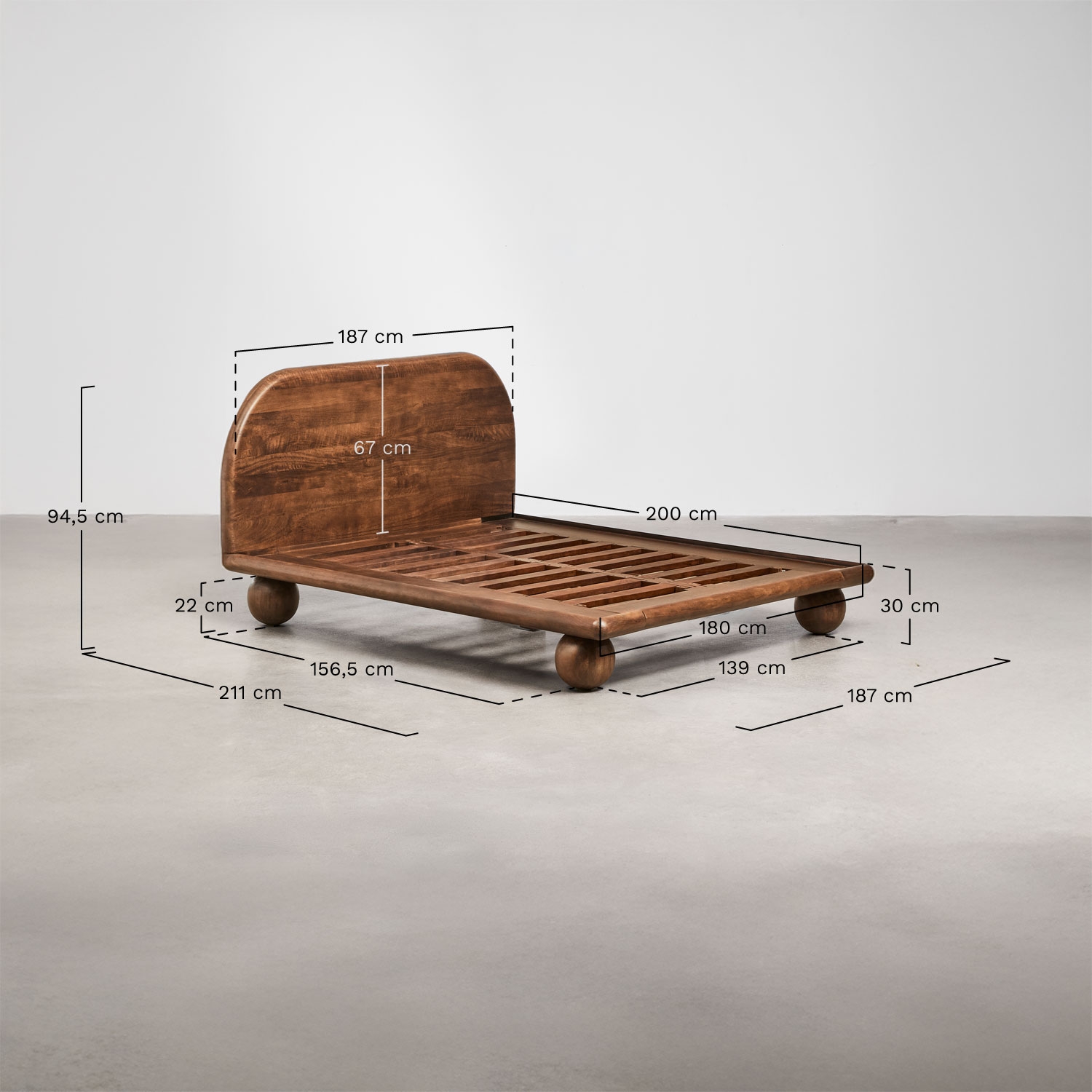 Bicheno mango wood bed, medidas