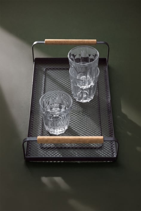 Zestei iron and rubberwood tray - Grey Graphite