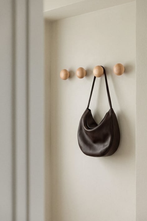 Pack of 4 wooden wall hooks Crel - Mango Wood