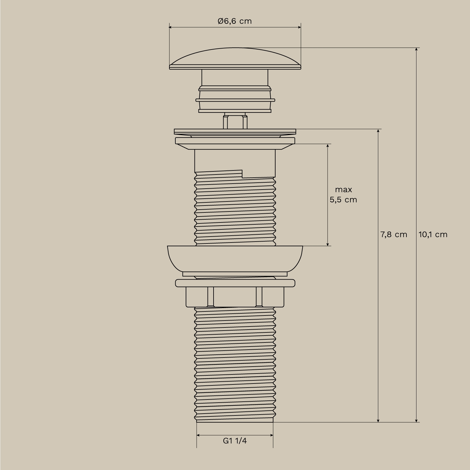 Gilstoin natural stone built-in basin mixer set and Orveta brass Click-Clack type basin drain valve, medidas