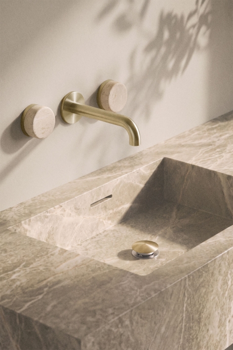 Gilstoin natural stone built-in basin mixer set and Orveta brass Click-Clack type basin drain valve