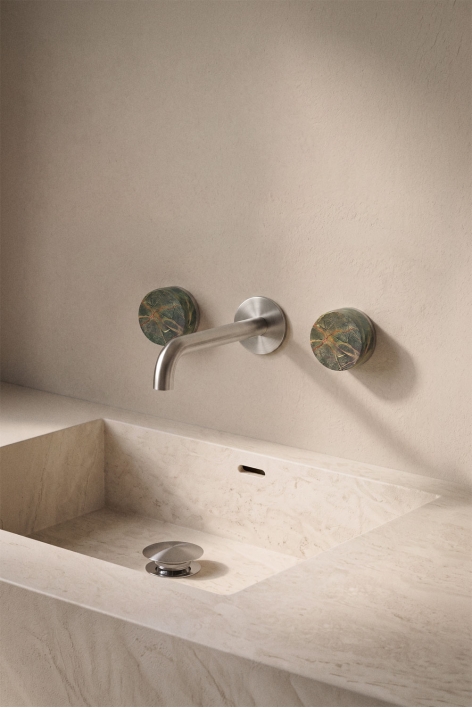 Gilstoin natural stone built-in basin mixer set and Orveta brass Click-Clack type basin drain valve