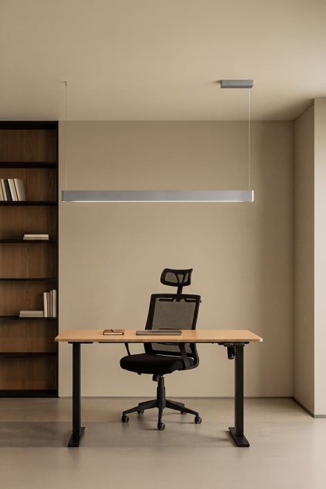 LED linear pendant ceiling lamp 120 cm with indirect light in aluminum Airali - Brushed Grey