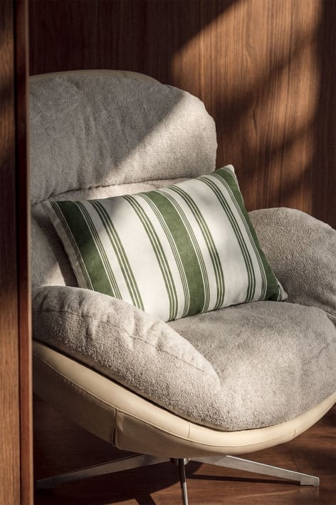 Rectangular cushion 30x40 cm in Norvek linen - Intense Olive Green - Gardenia White