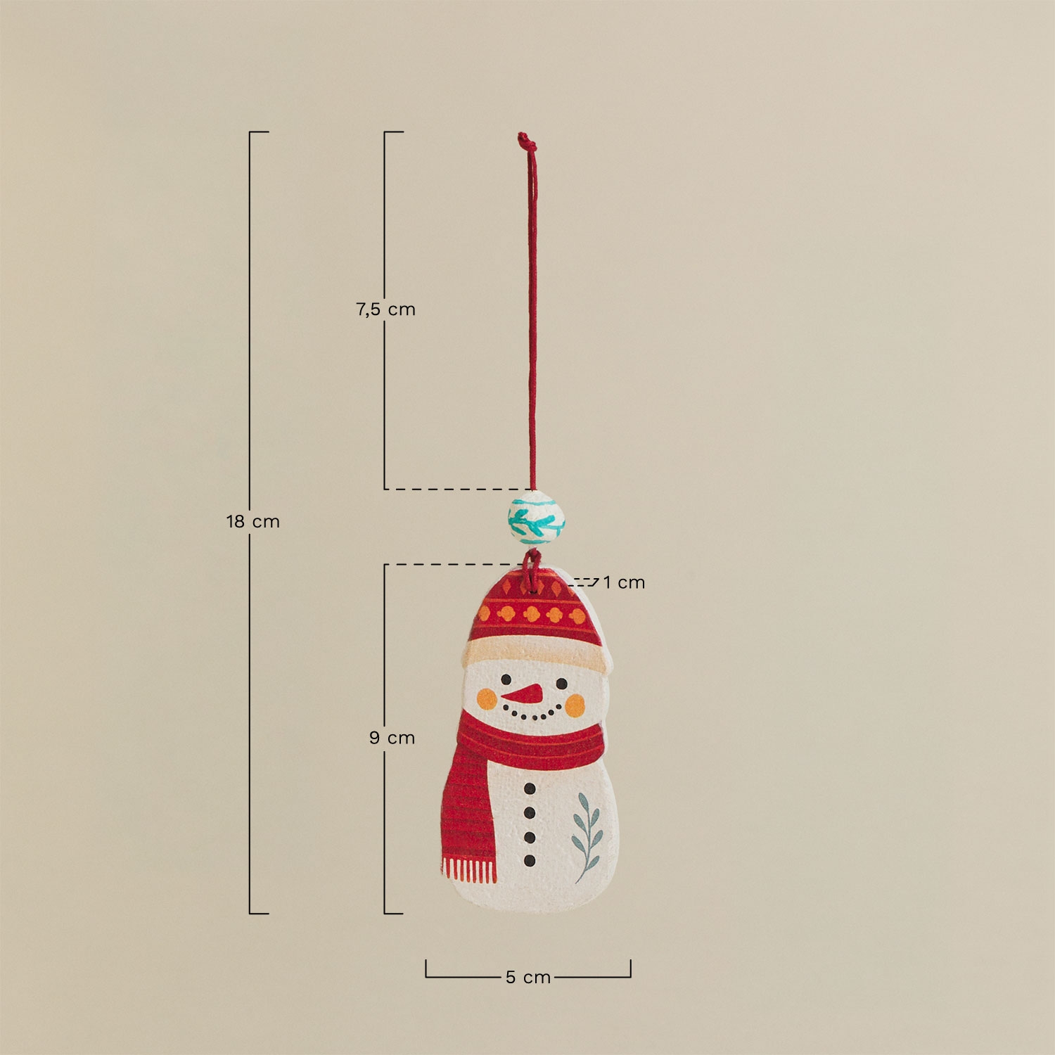 Pack of 3 Naurex papier-mâché Christmas ornaments, medidas