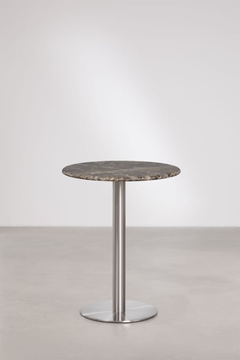 Xiren round natural stone bar table - Brown Marble Emperador
