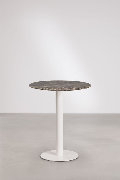 Xiren round natural stone bar table - Brown Marble Emperador