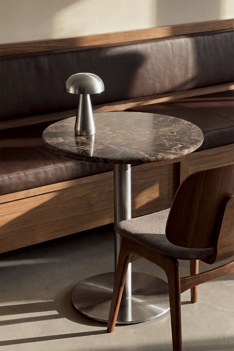 Xiren round natural stone bar table - Brown Marble Emperador