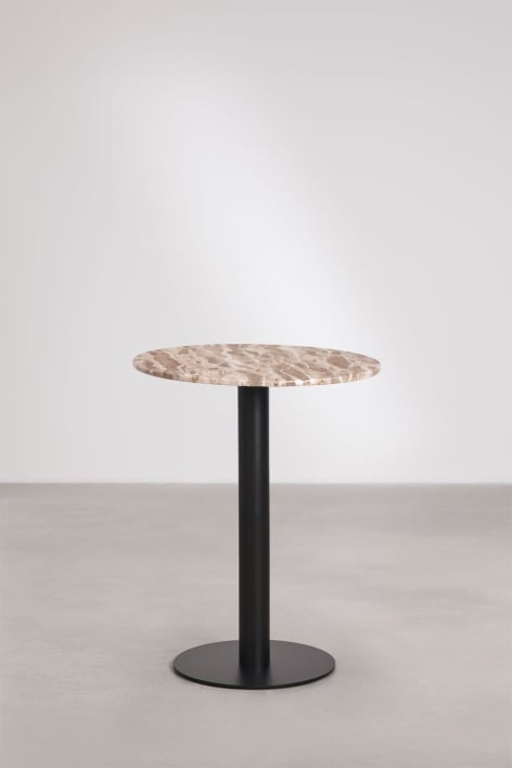 Xiren round natural stone bar table - Beige Marble Panther