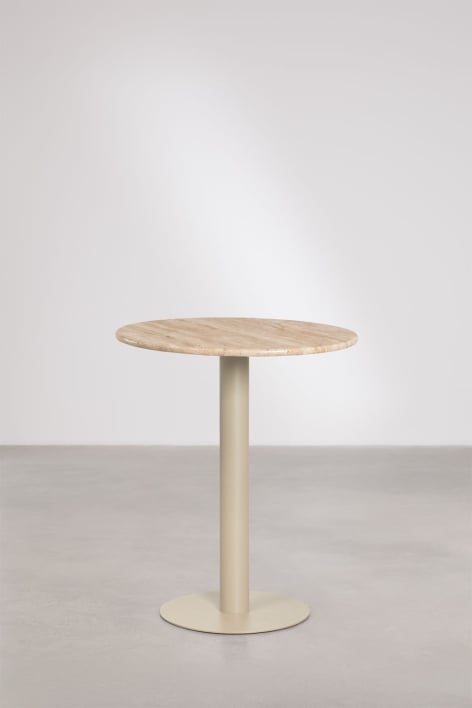Xiren round natural stone bar table - Travertine
