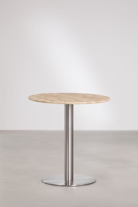 Xiren round natural stone bar table - Travertine