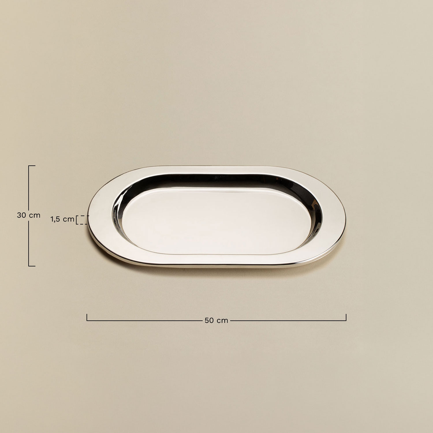 Savelia decorative tray in stainless steel, medidas