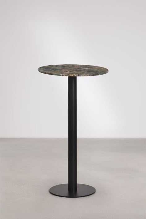 Round high bar table Ø60 cm in natural stone Xiren - Green Marble Forest