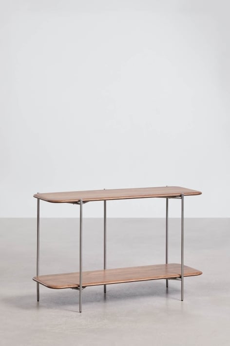 Rectangular 120x40 cm hallway console table in mango wood and stainless steel Vimara