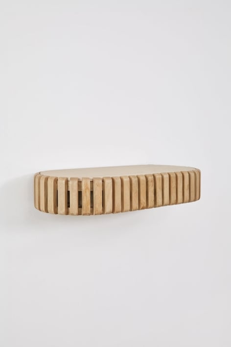 Wall-mounted hallway console 90x40 cm in mango wood and natural stone Bytum