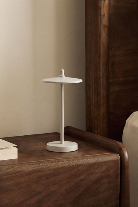 Wireless LED iron table lamp Zuniga - White