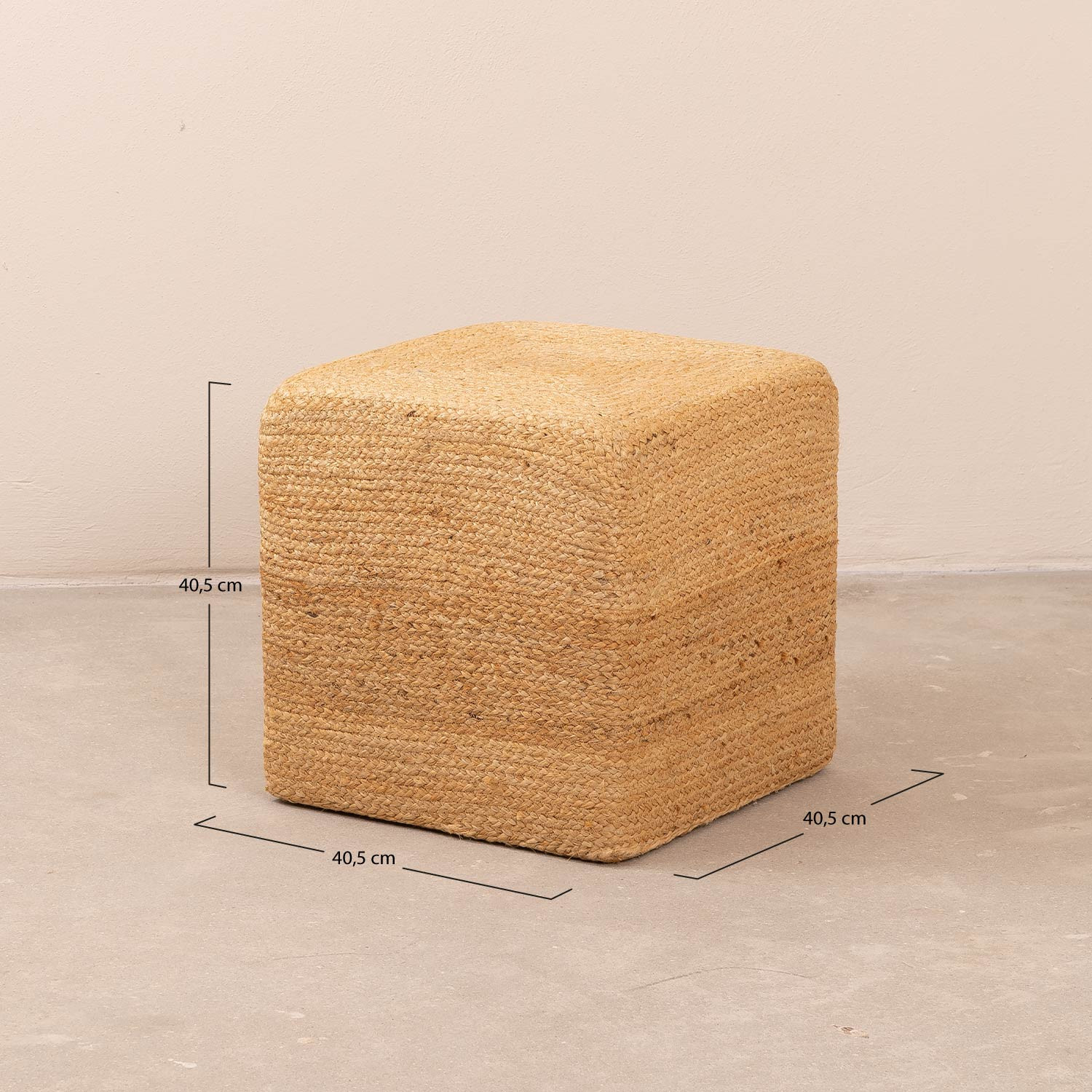 Natural Jute Square Pouffe Orsen, medidas