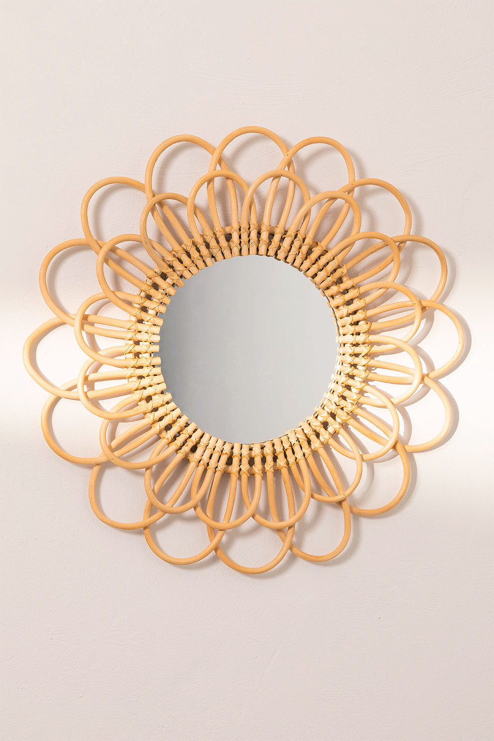 Round Rattan Wall Mirror Ø60 cm Beku - SKLUM