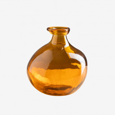 Recycled Glass Vase 18 Cm Jound Yellow Amber - Sklum