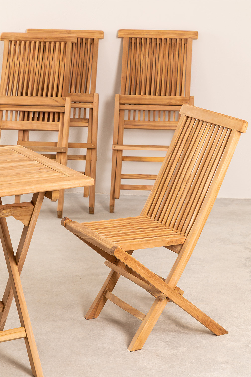 Pack 2 Foldable Garden Chairs in Teak Wood Pira - SKLUM
