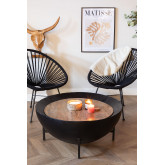 Round Coffee Table in Mango Wood and Iron (Ø90 cm) Muty, thumbnail image 1
