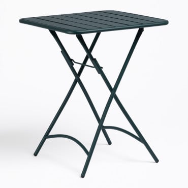 Janti 60x60 Cm Foldable Square Garden Table In Steel Jungle Green - Sklum