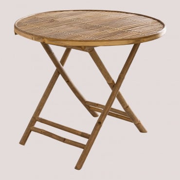 Round Garden Table Ø90 Cm Foldable In Bamboo Lipe Bamboo - Sklum