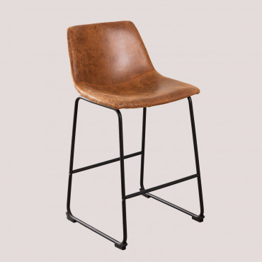 Ody Style High Stool Upholstered In Leatherette Camel Vintage & ↑65 Cm - Sklum