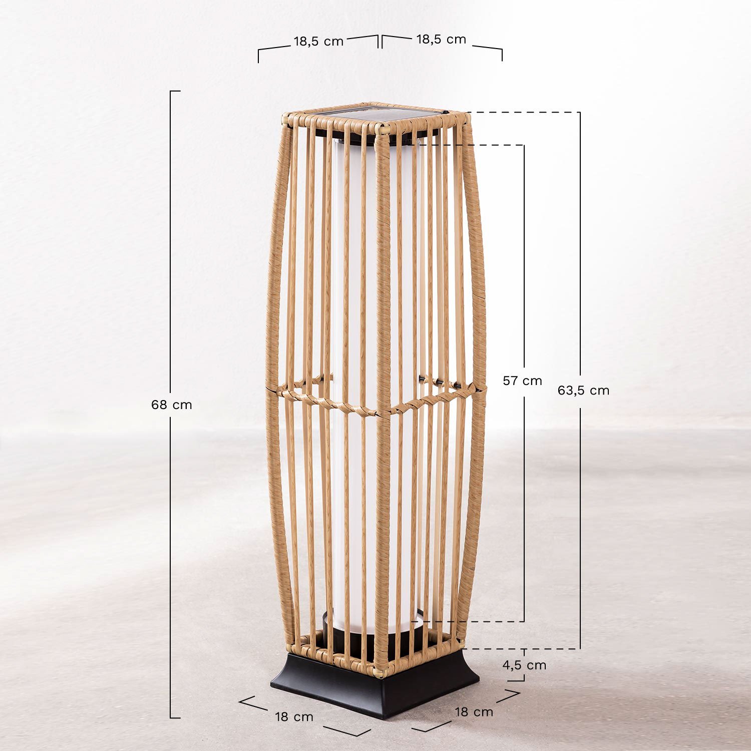 Wireless solar floor lamp for outdoor use Arlla, medidas