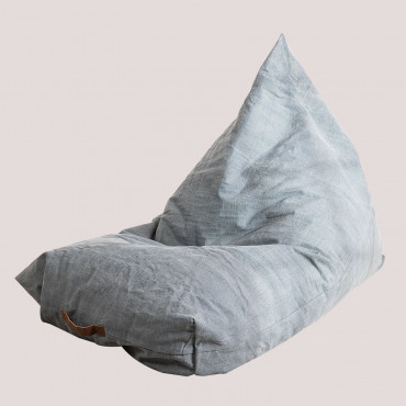 Cotton Pouffe With Backrest Jebi Dark Grey - Sklum