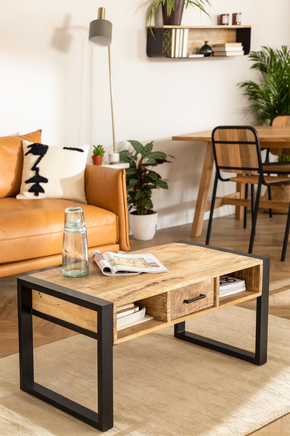 Coffee Table in Recycled Wood (90x45 cm) Keblar, gallery image 1