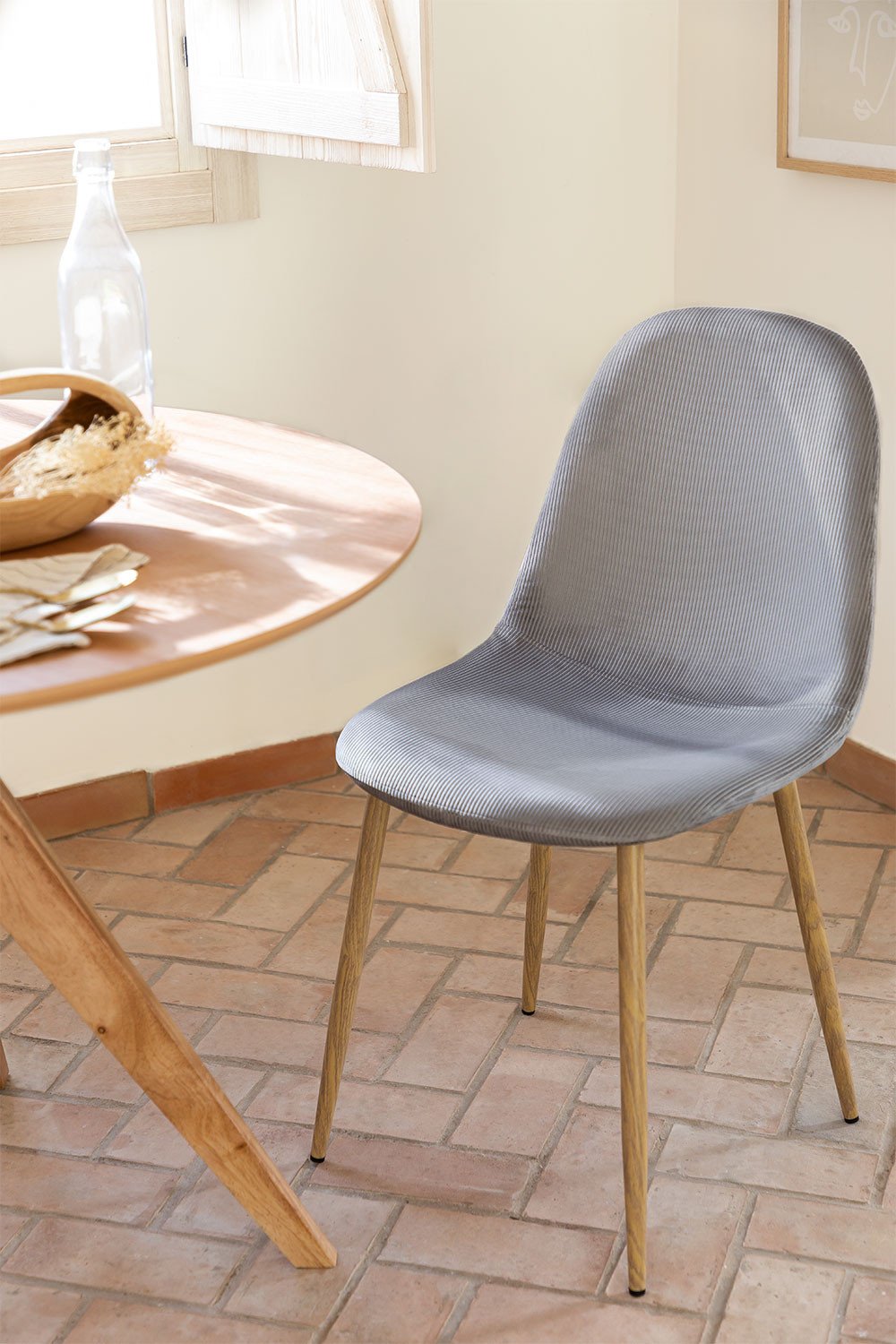 Pack 4 Glamm Corduroy Dining Chairs, gallery image 1