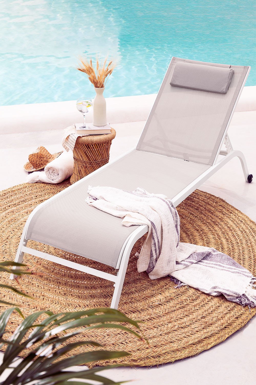Reclinable Sun Lounger with Cushion Therys, gallery image 1
