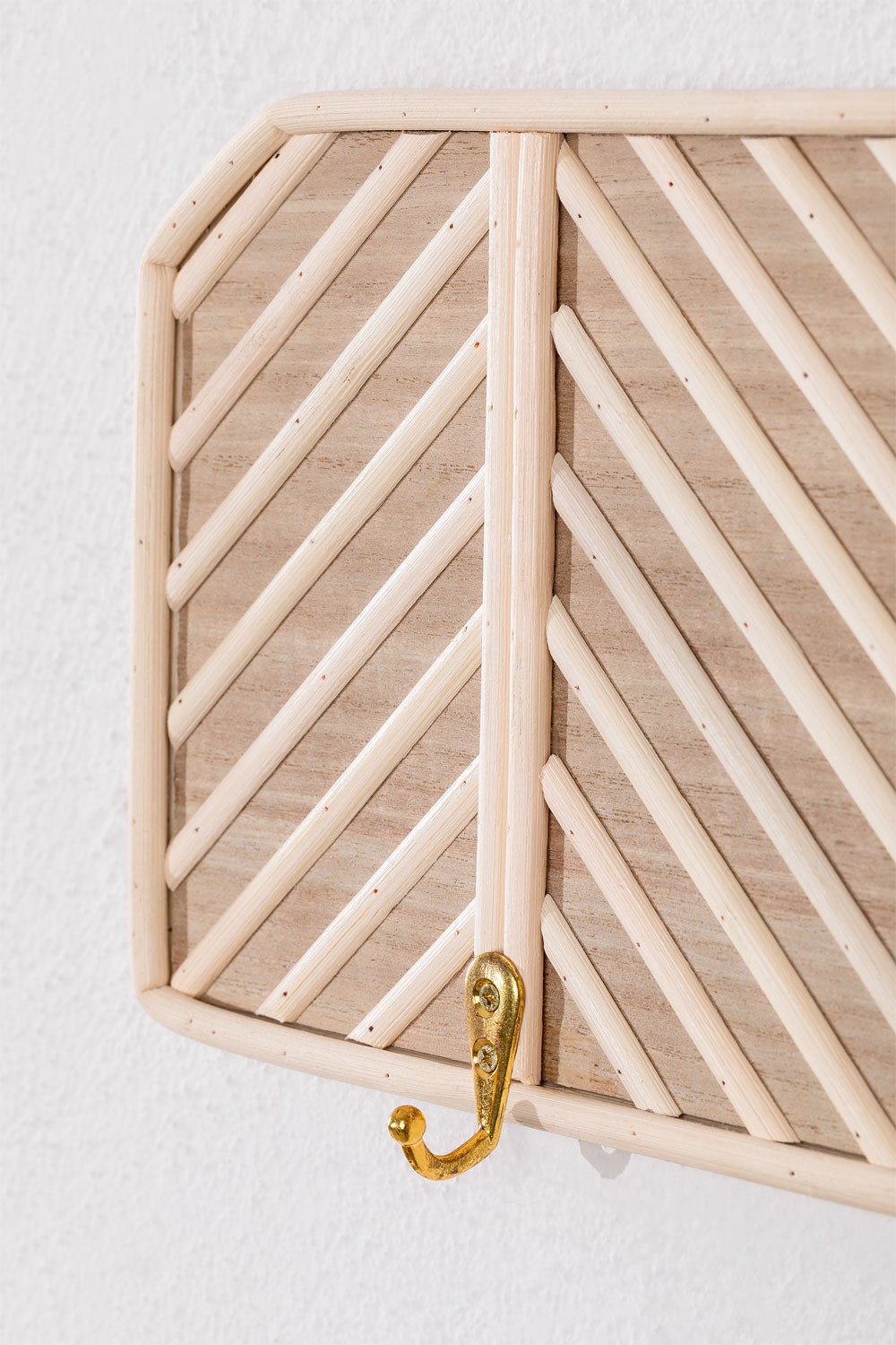 Merki rattan and wood wall coat rack, gallery image 5