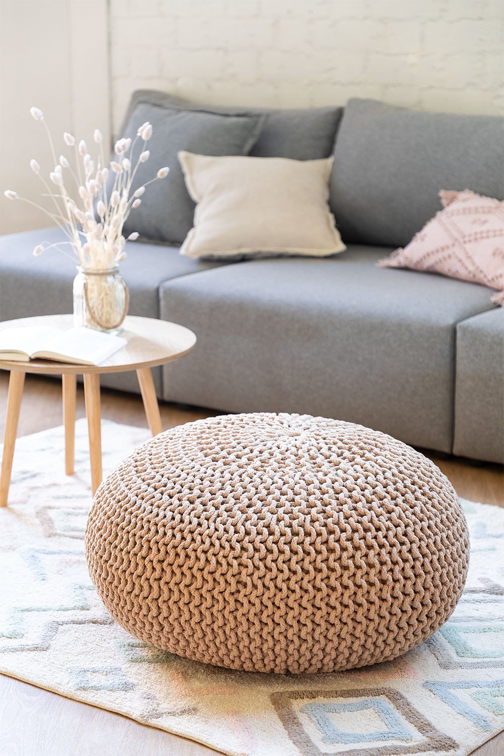 Knitted Round Pouffe Greicy, gallery image 1