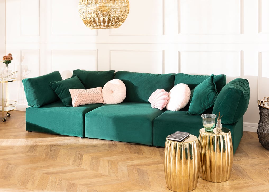 Kata 3 pcs velvet modular sofa with 2 corner pieces , gallery image 1