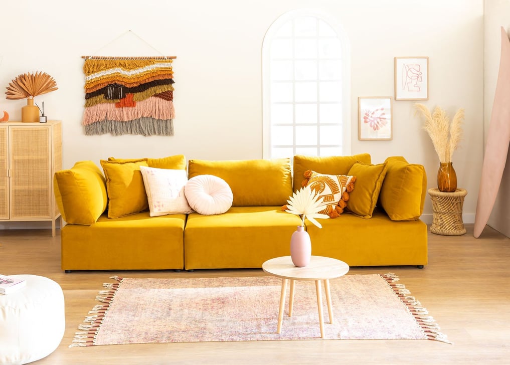 Kata 3 pcs velvet modular sofa with 2 corner pieces , gallery image 1