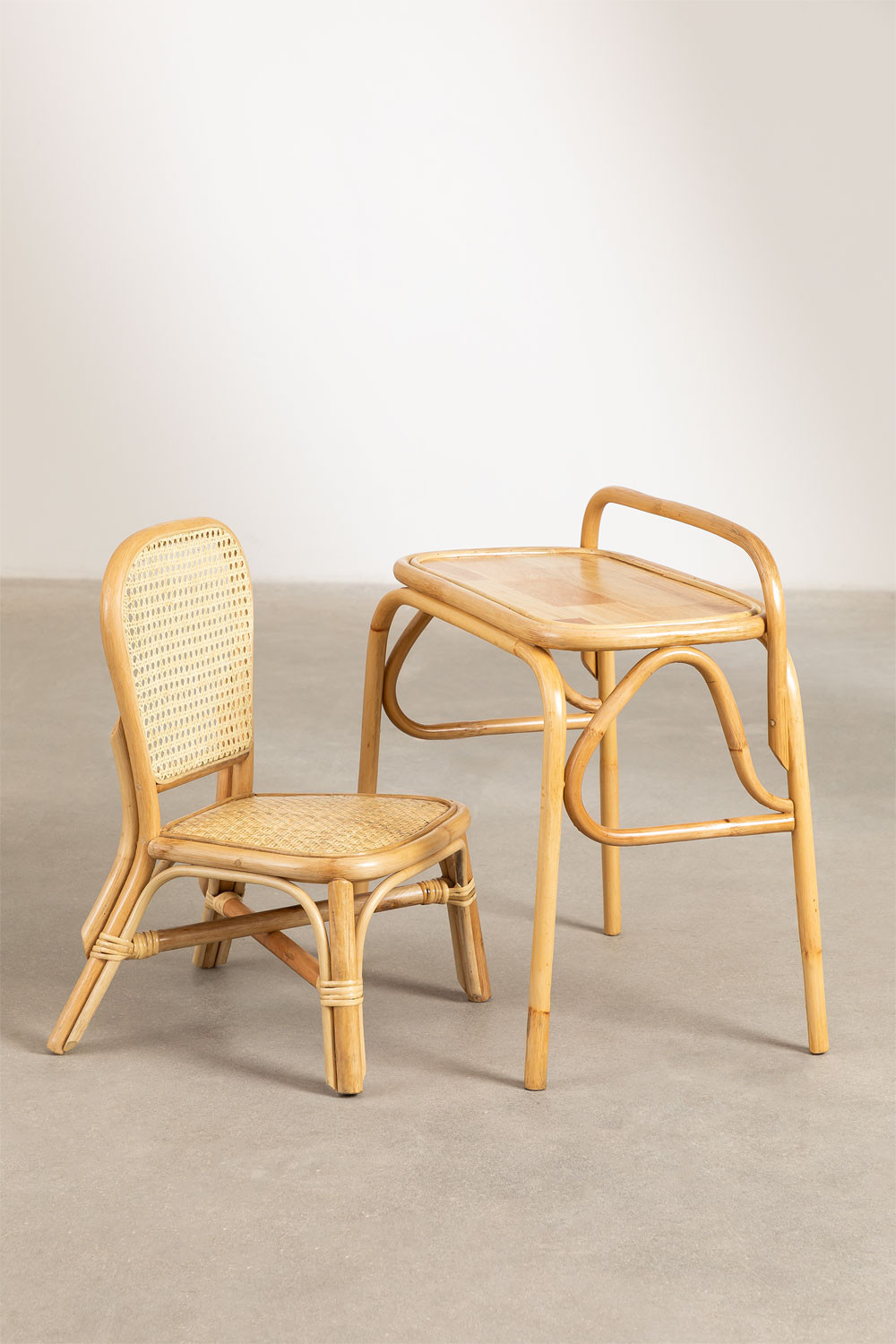Rattan Table and Chair Set Poke Kids SKLUM