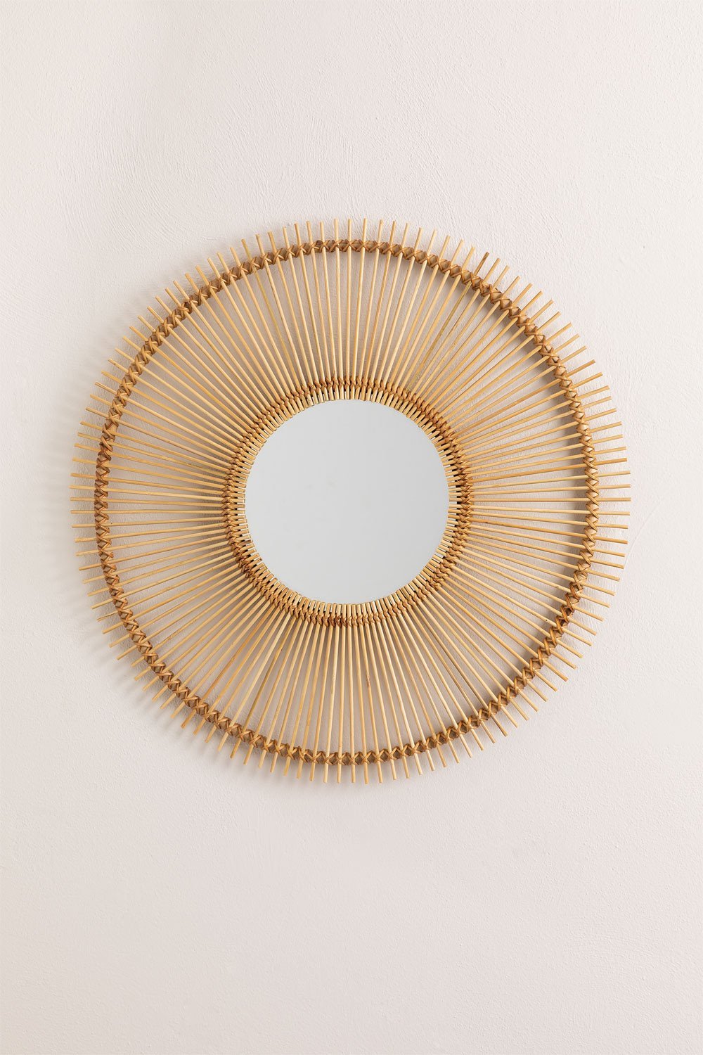 Round Rattan Wall Mirror Biok , gallery image 2