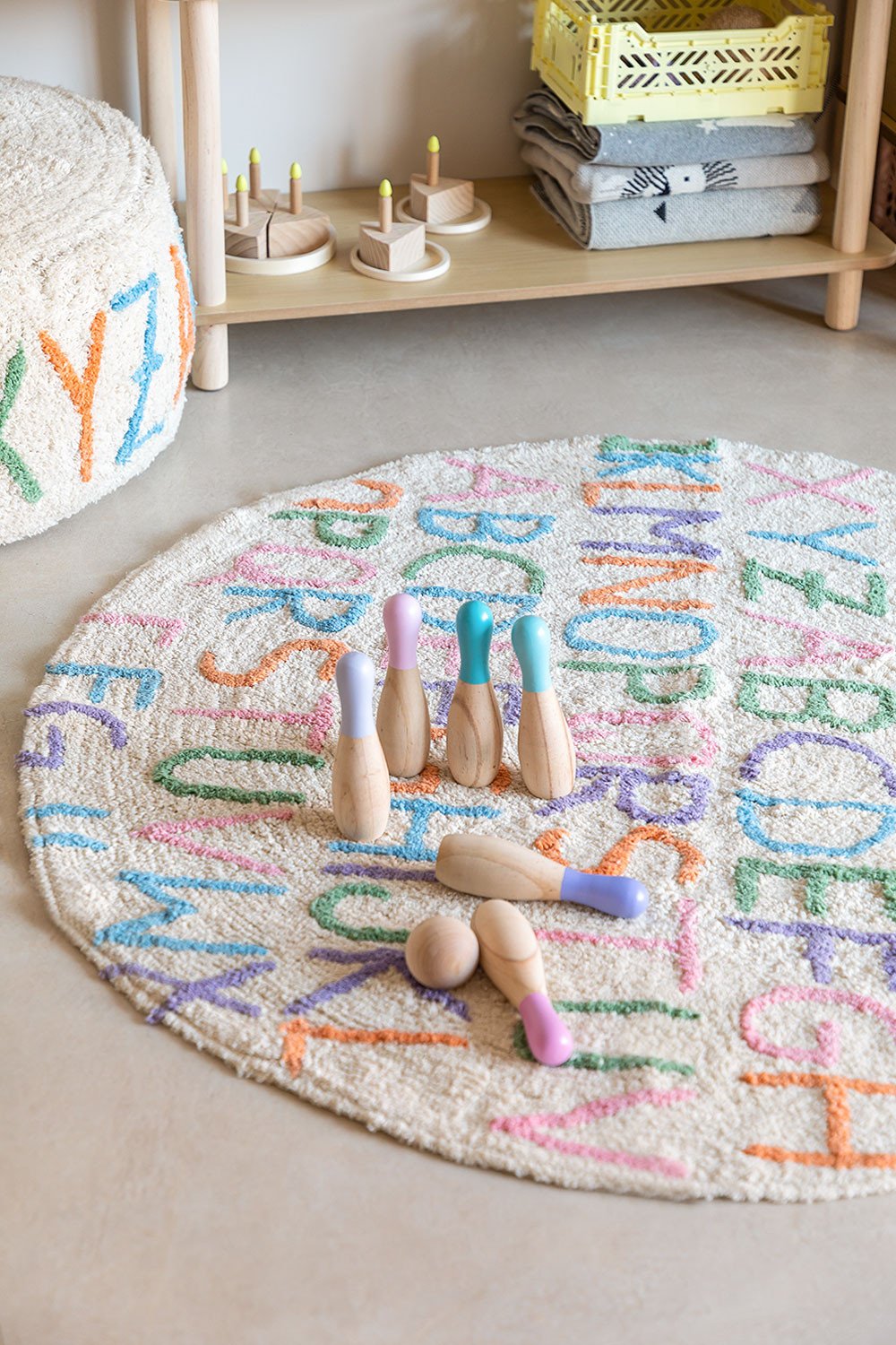 Round Cotton Rug  Letters Kids (Ø104 cm), gallery image 1