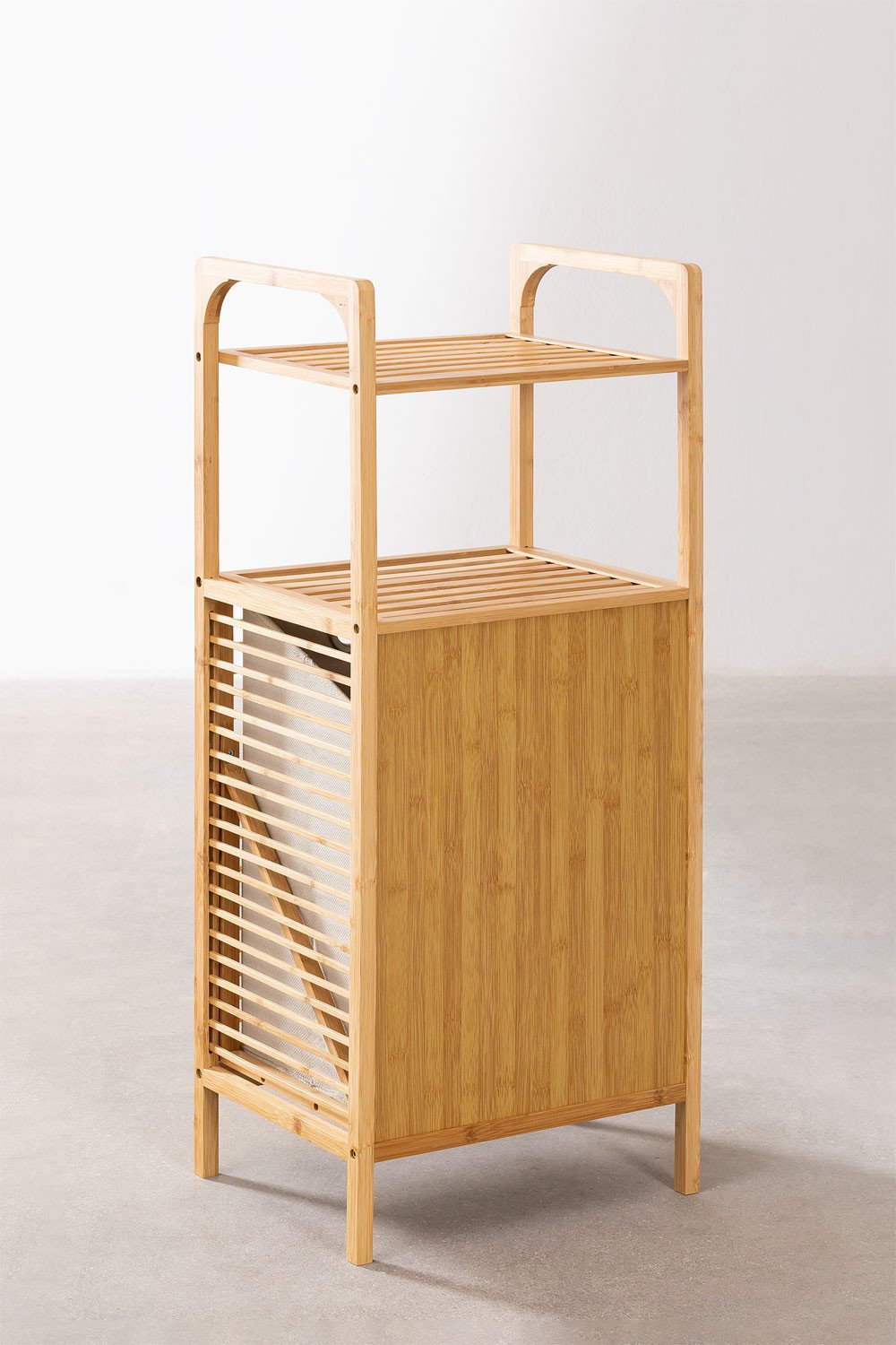 Bamboo Laundry Basket with Shelf Lauren SKLUM