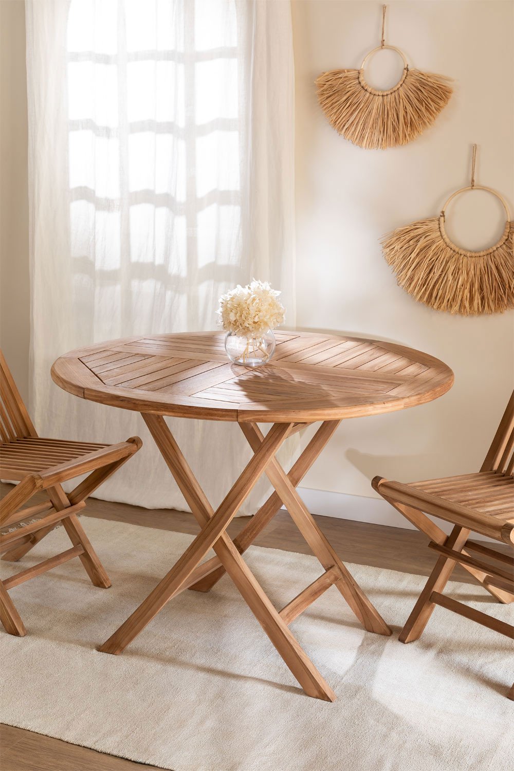 Round Folding Dining Table in Teak Wood (Ø100 cm) Pira, gallery image 1