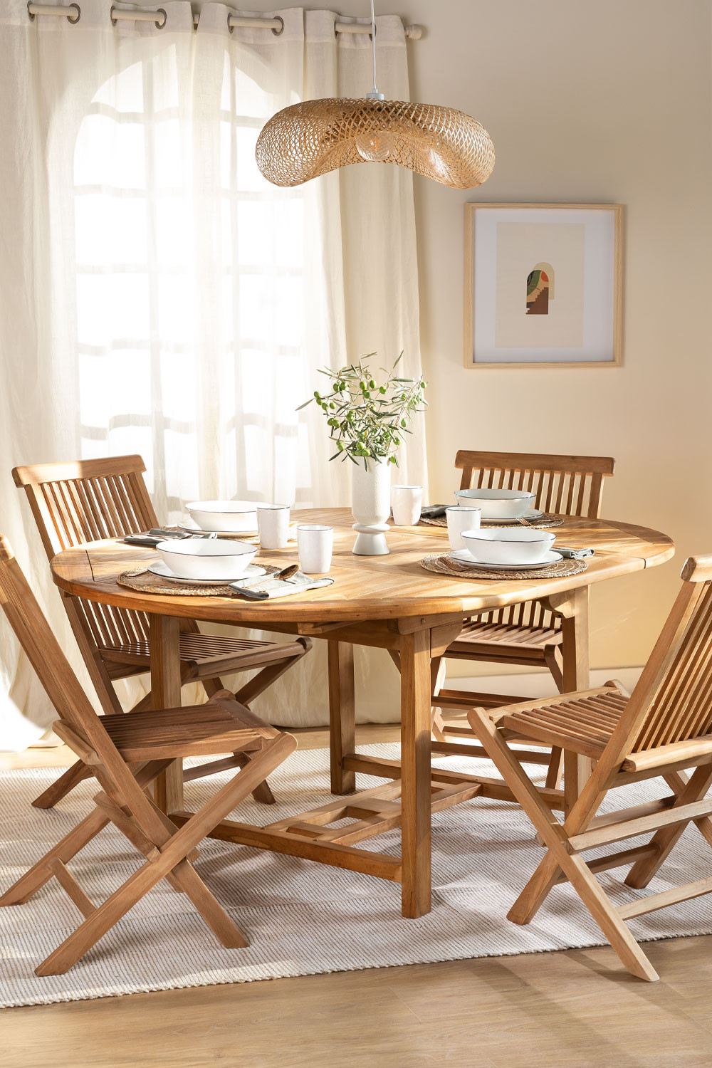 Round Extendable Dining Table in Teak Wood (120170x120 cm) Pira SKLUM