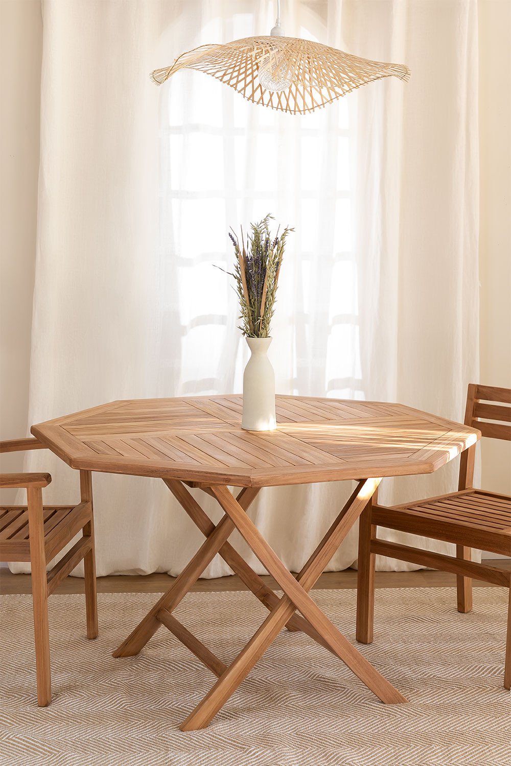 Octagonal Folding Dining Table in Teak Wood (120 cm) Pira, gallery image 1
